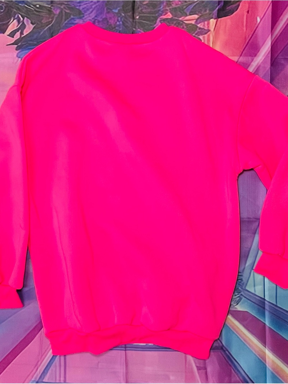 Neon Pink Sweatshirt Dress NWOT - Picture 4 of 5